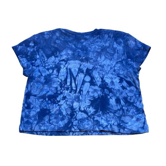 Y2K Roxy Girl Blue Tie-Dye Baby Tee Cropped USA Large - Picture 2 of 6